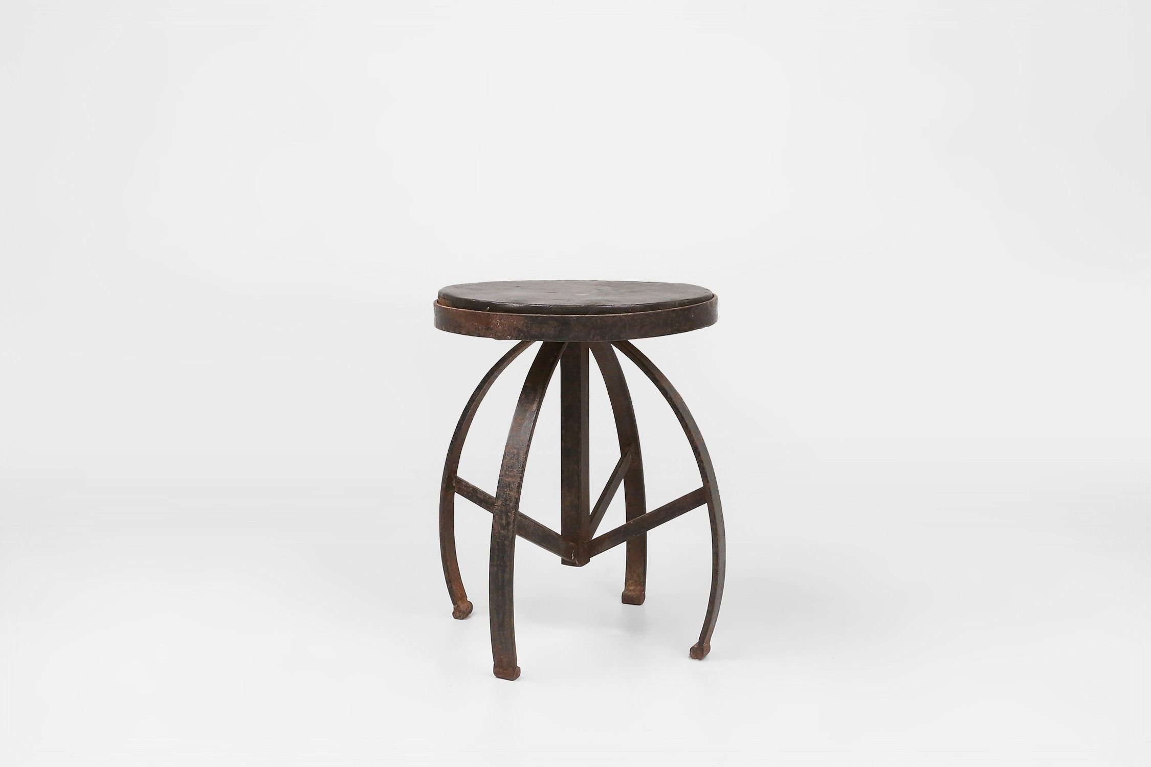 Set of 2 Industrial Black Metal Stools with Frame, France, 1920sthumbnail